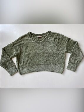 SO Mint Green V-Neck Chenille Sweater
